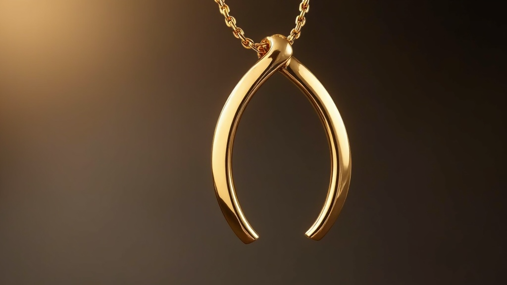 Gold wishbone necklace symbolising luck, hope, and new beginnings hunters fine jewellery