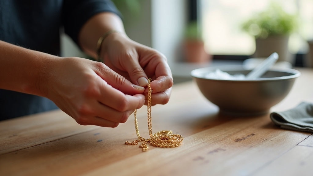 How to clean jewellery at home - Gold chain after polishing