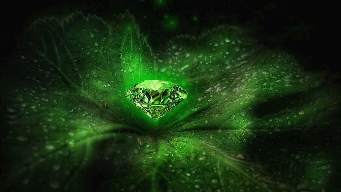 image of an emerald gemstone stylised with green colour explosion