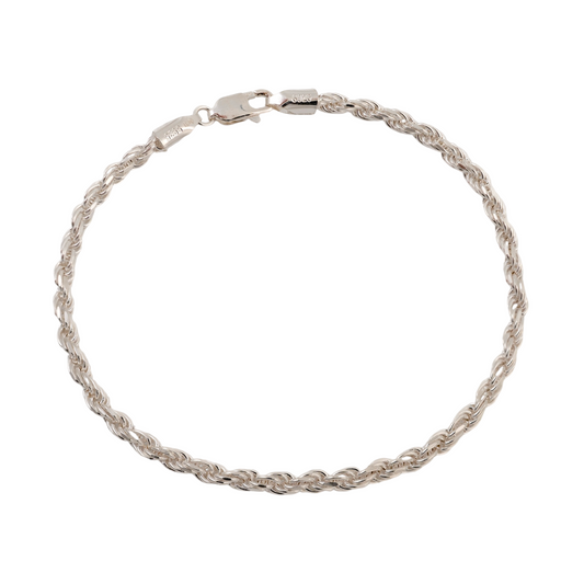 3mm silver rope bracelet – solid 925 sterling silver