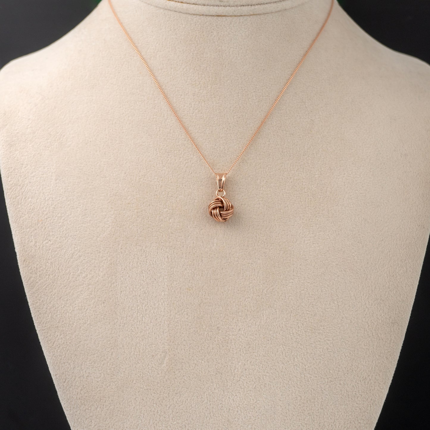 9ct Rose Gold Pendant Necklace with Delicate Curb Chain