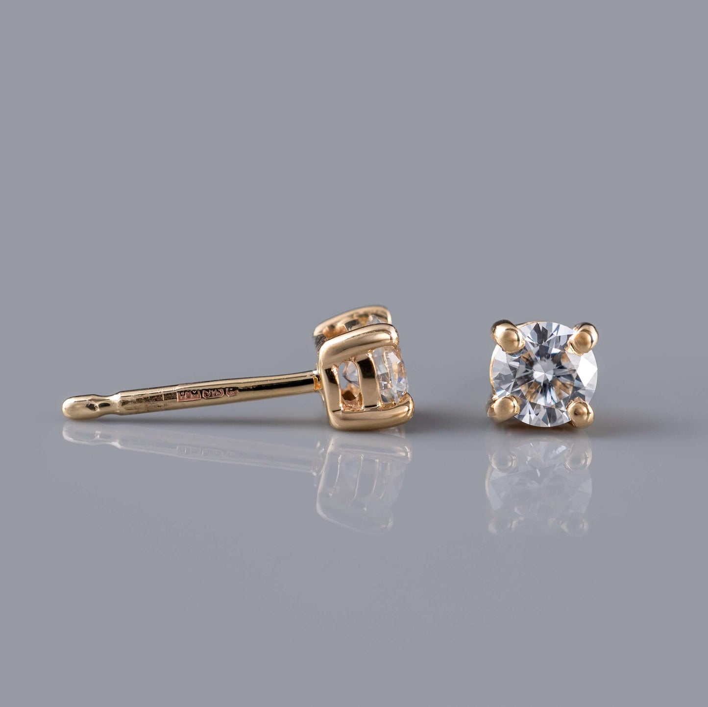 0.50ct Lab Diamond Stud Earrings 9ct Yellow Gold Hallmarked - Hunters Fine Jewellery