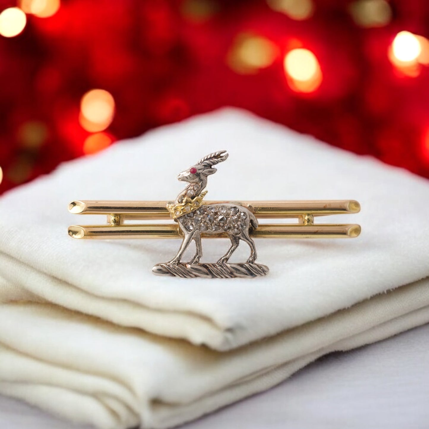 Antique Victriuan 15ct Diamond Gazelle Brooch perfect christmas gift