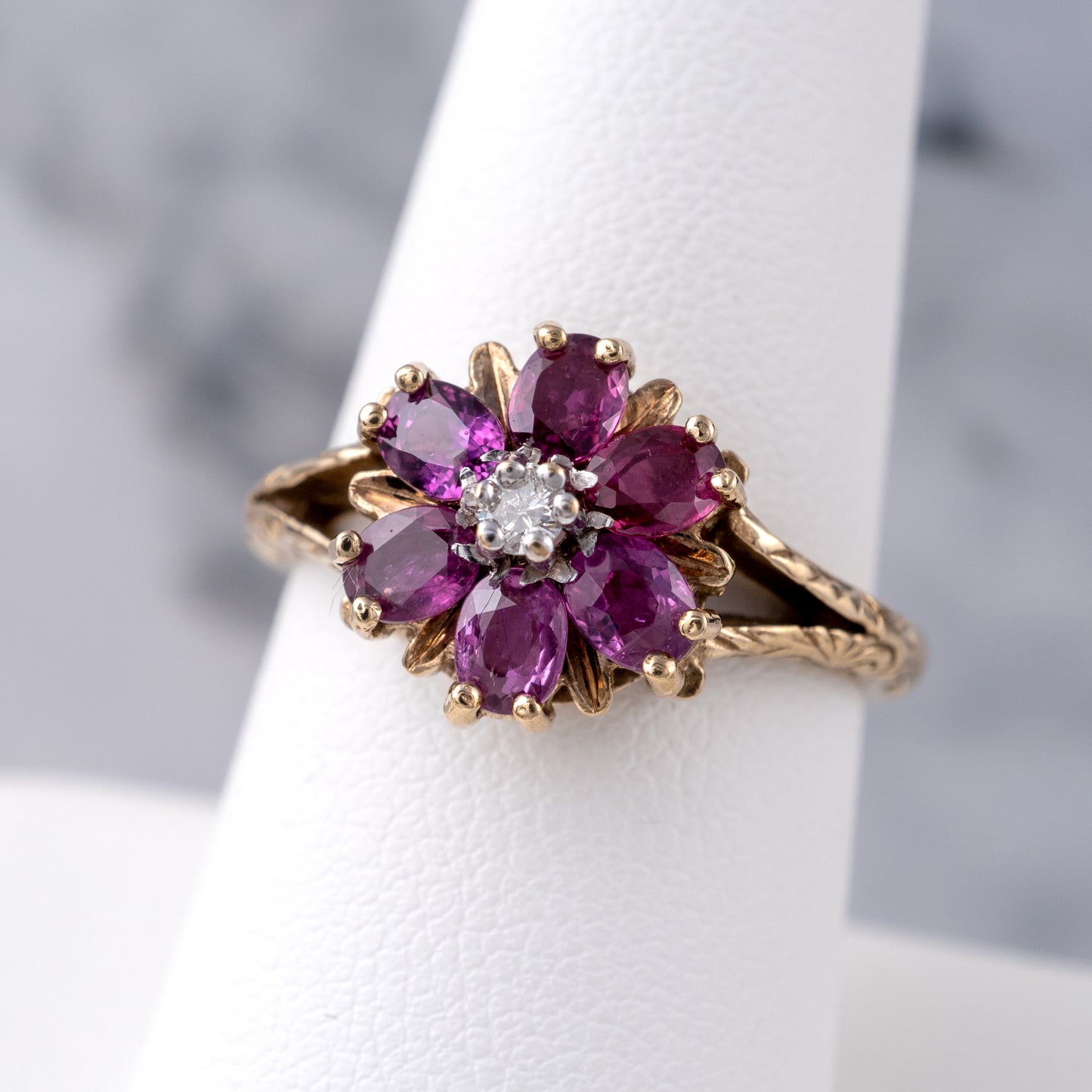 rhodolite garnet cluster ring 9ct gold