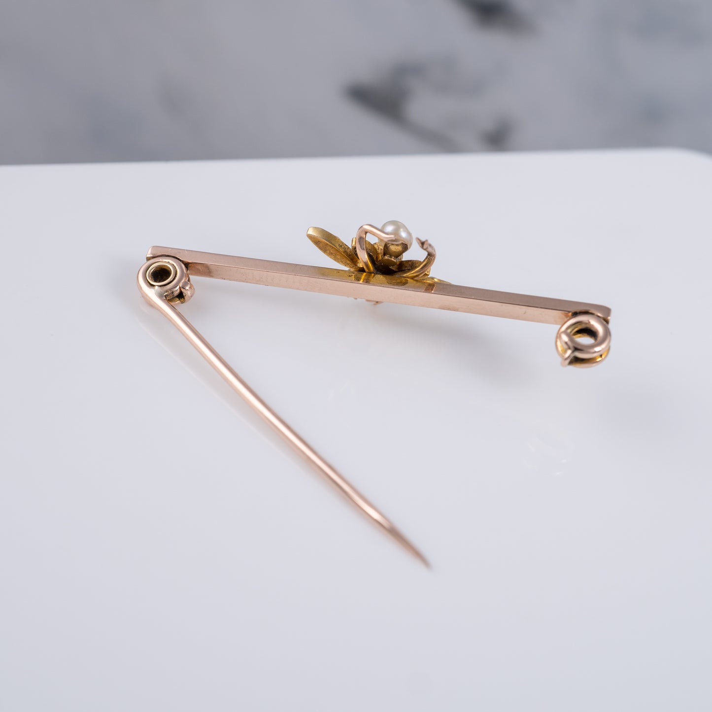edwardian rose gold bar brooch