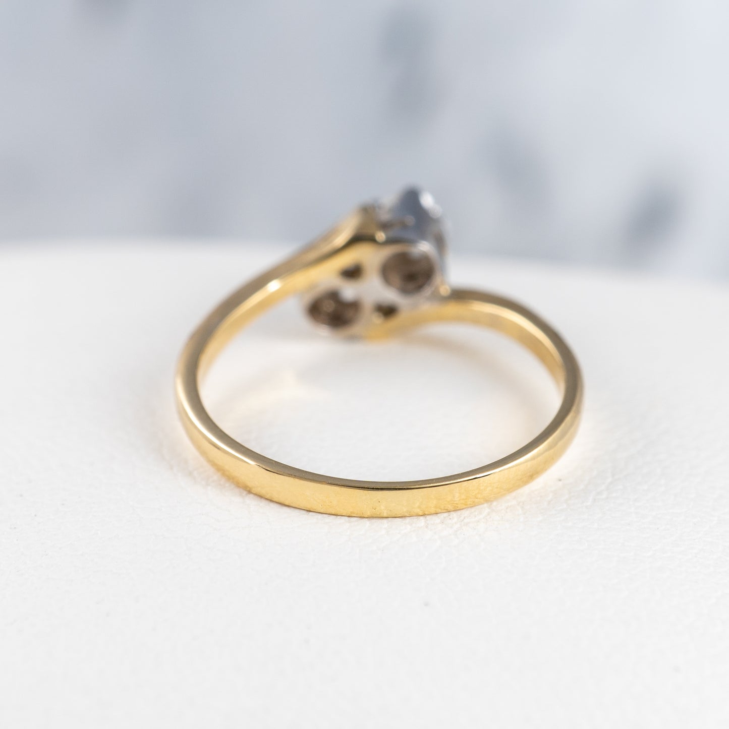 Two Stone Diamond Ring 18ct Gold Size L Full Gold Assay Hallmarked
