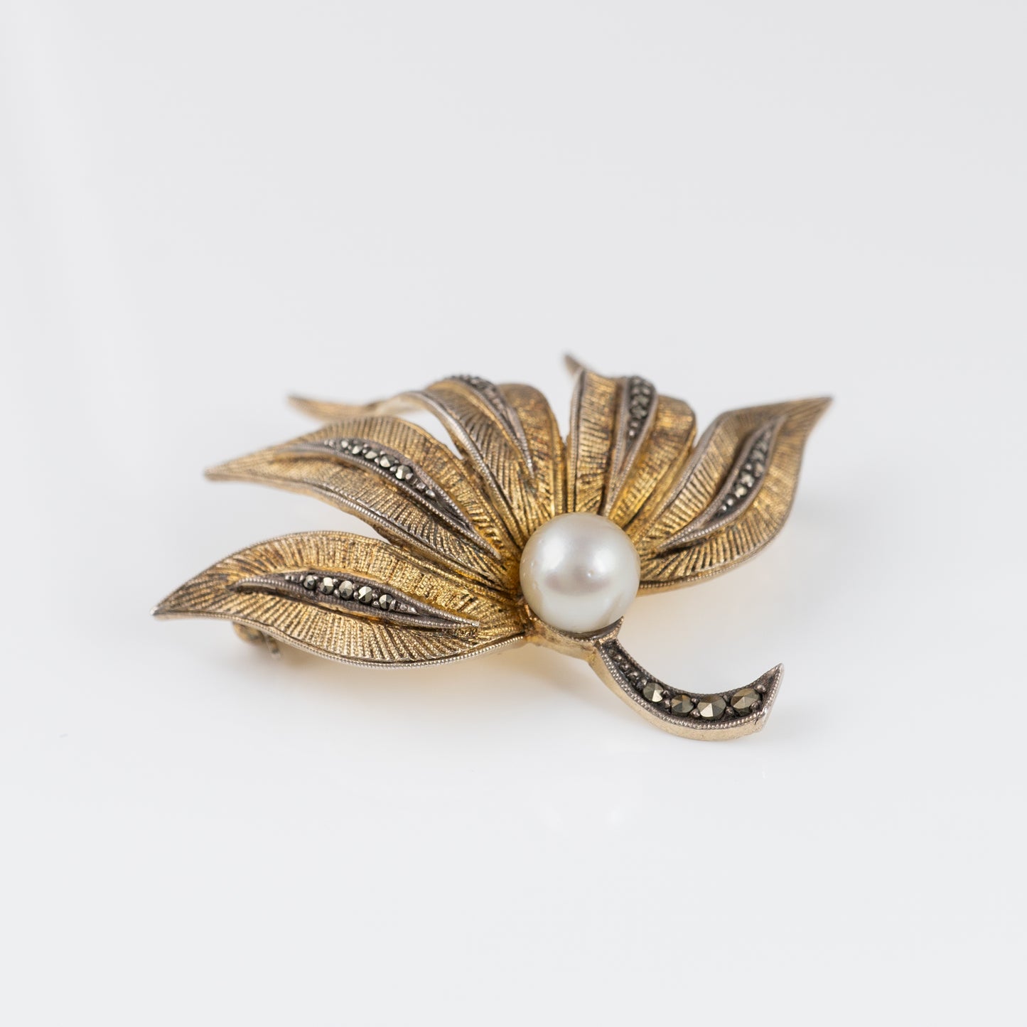 Vintage Theodor Fahrner Brooch Silver Pearl Marcasite