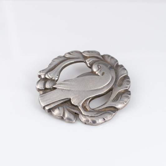Vintage Georg Jensen Circular Bird  Brooch Design 123 by Kristian Mohl-Hansen