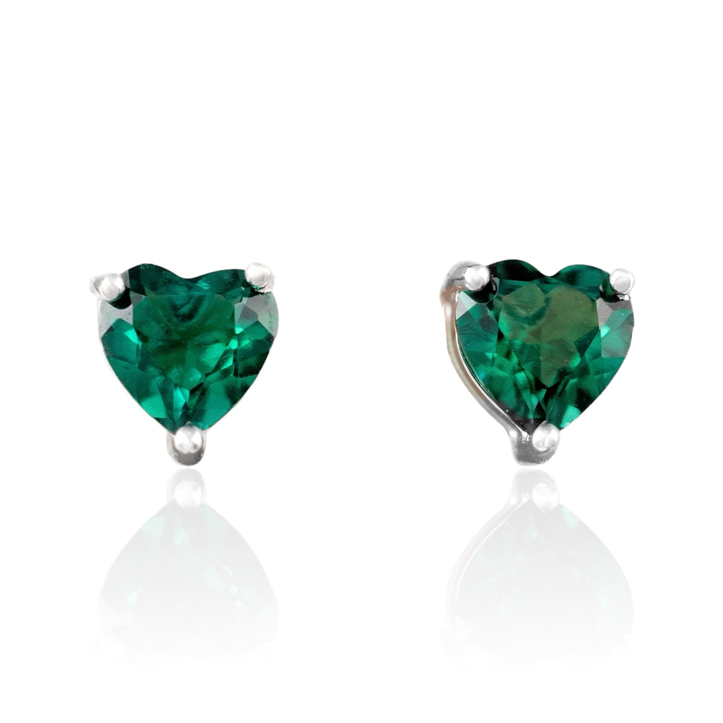 emerald-heart-stud-earrings-silver-front