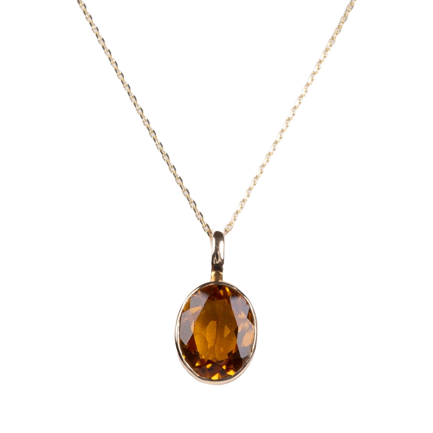 Oval Citrine pendant solitaire necklace 9ct gold hunters fine jewellery