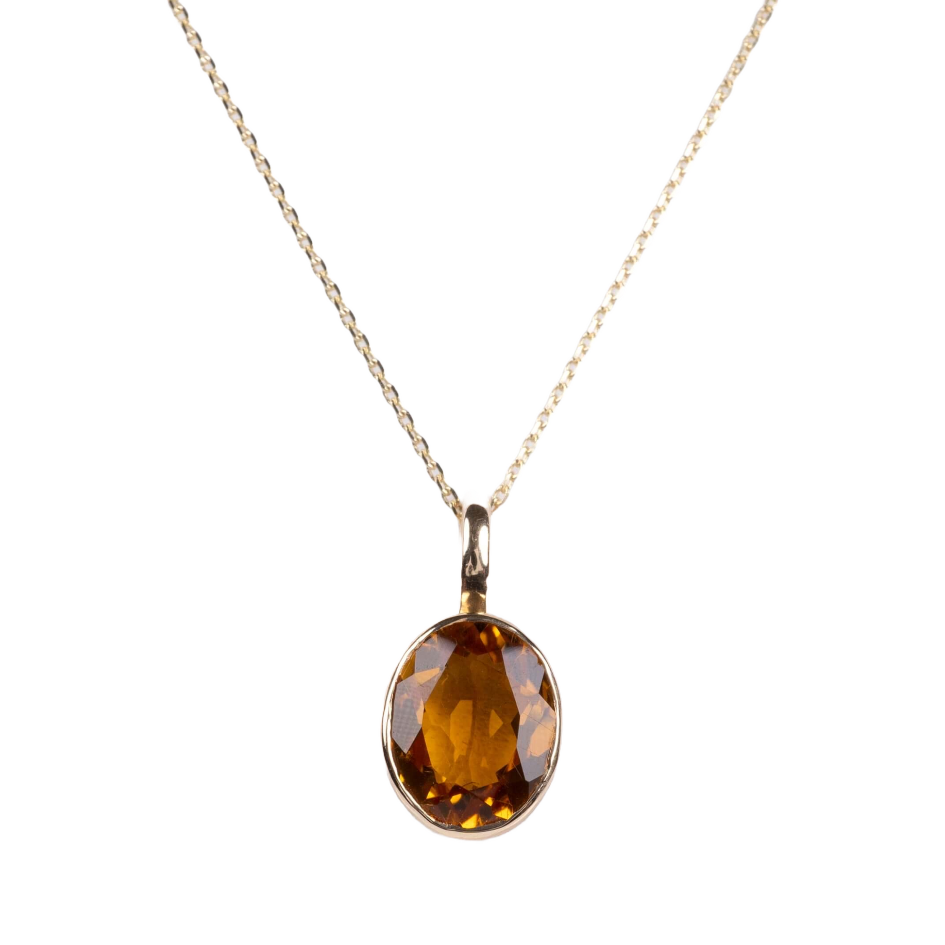 Oval Citrine pendant solitaire necklace 9ct gold hunters fine jewellery