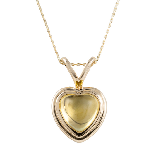 Gold heart pendant olive cabochon gemstone split bail hunter’s fine jewellery shop