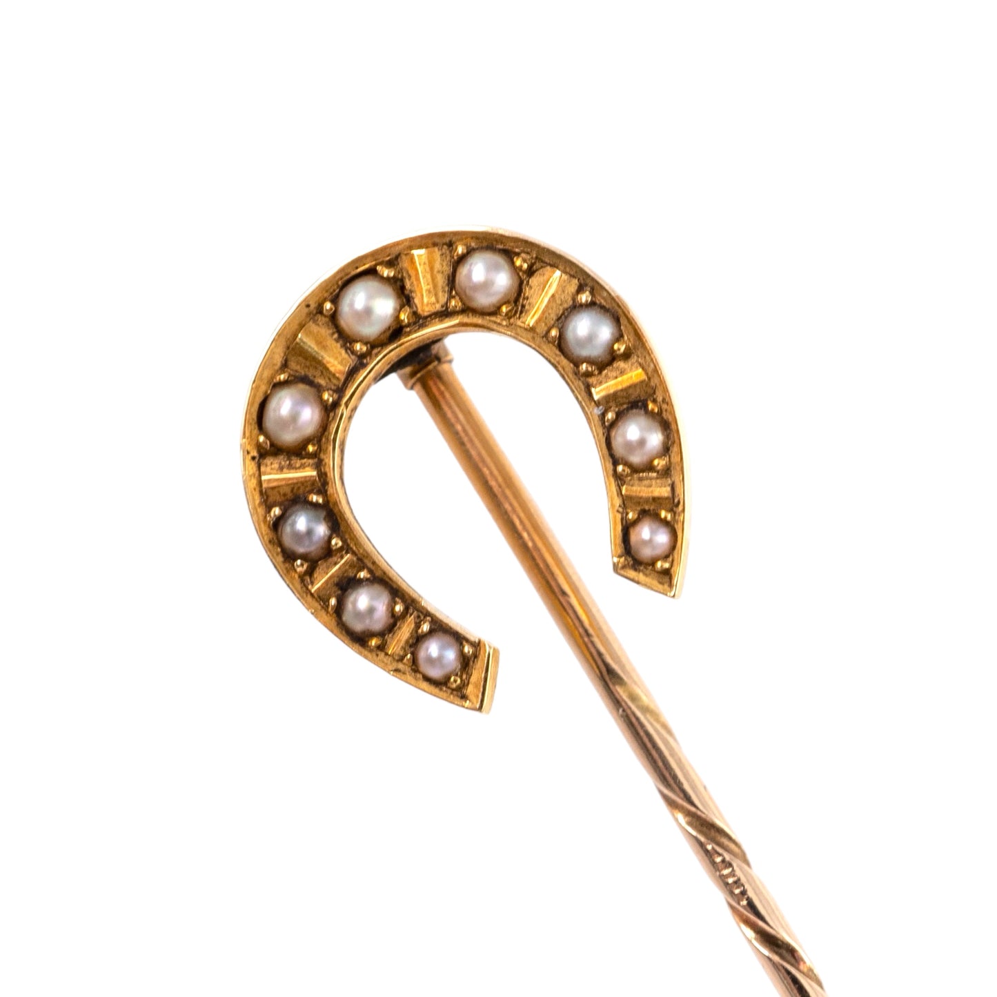 Antique 15ct Gold Pearl Horseshoe Pin circa 1910 - Hunters Fine Jewellery