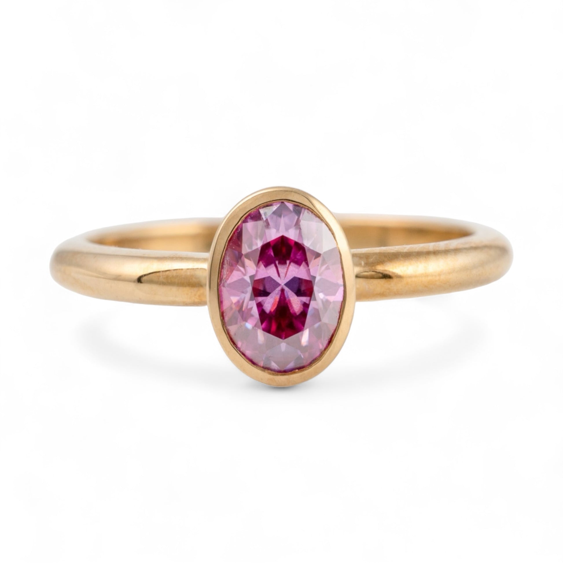 pink moissanite solitaire gold ring hunters fine jewellery