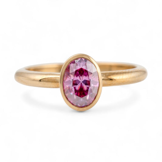 pink moissanite solitaire gold ring hunters fine jewellery