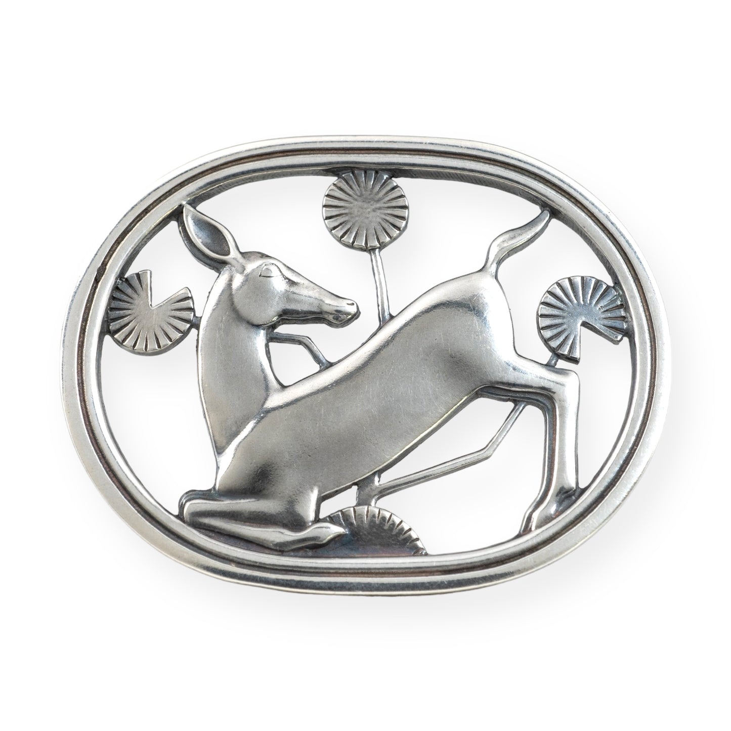 Georg Jensen kneeling deer brooch sterling silver
