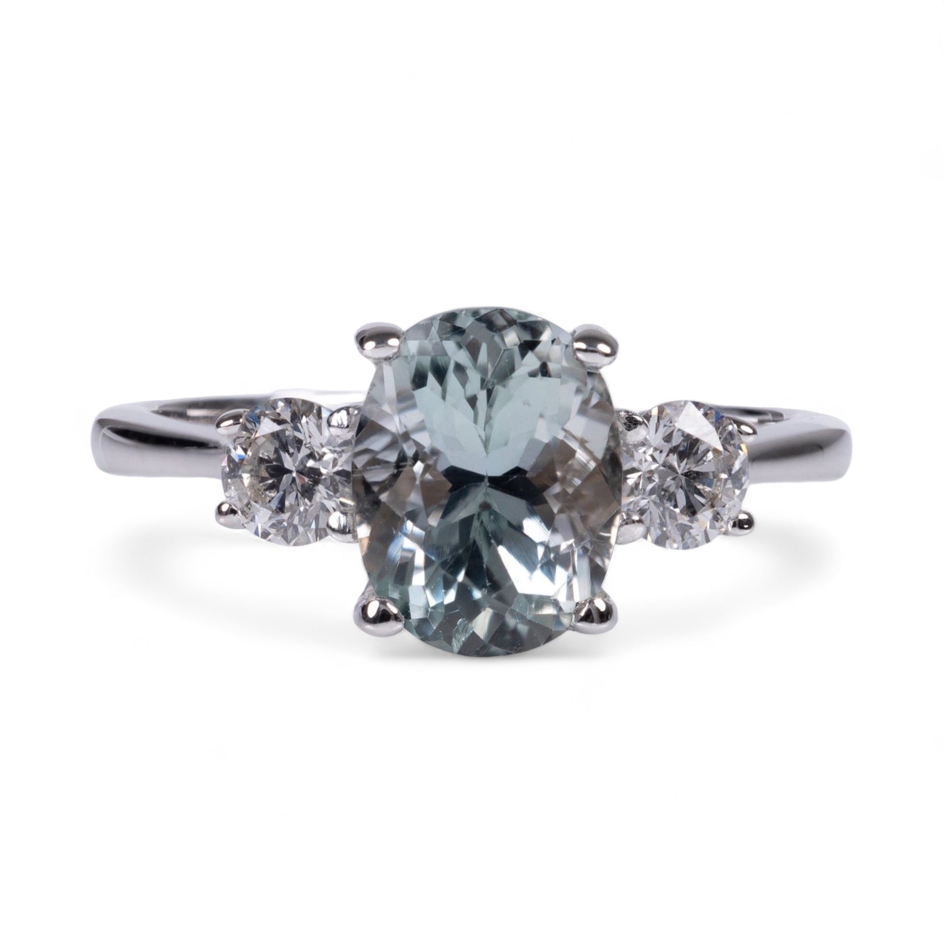 Aquamarine ring diamond three stone