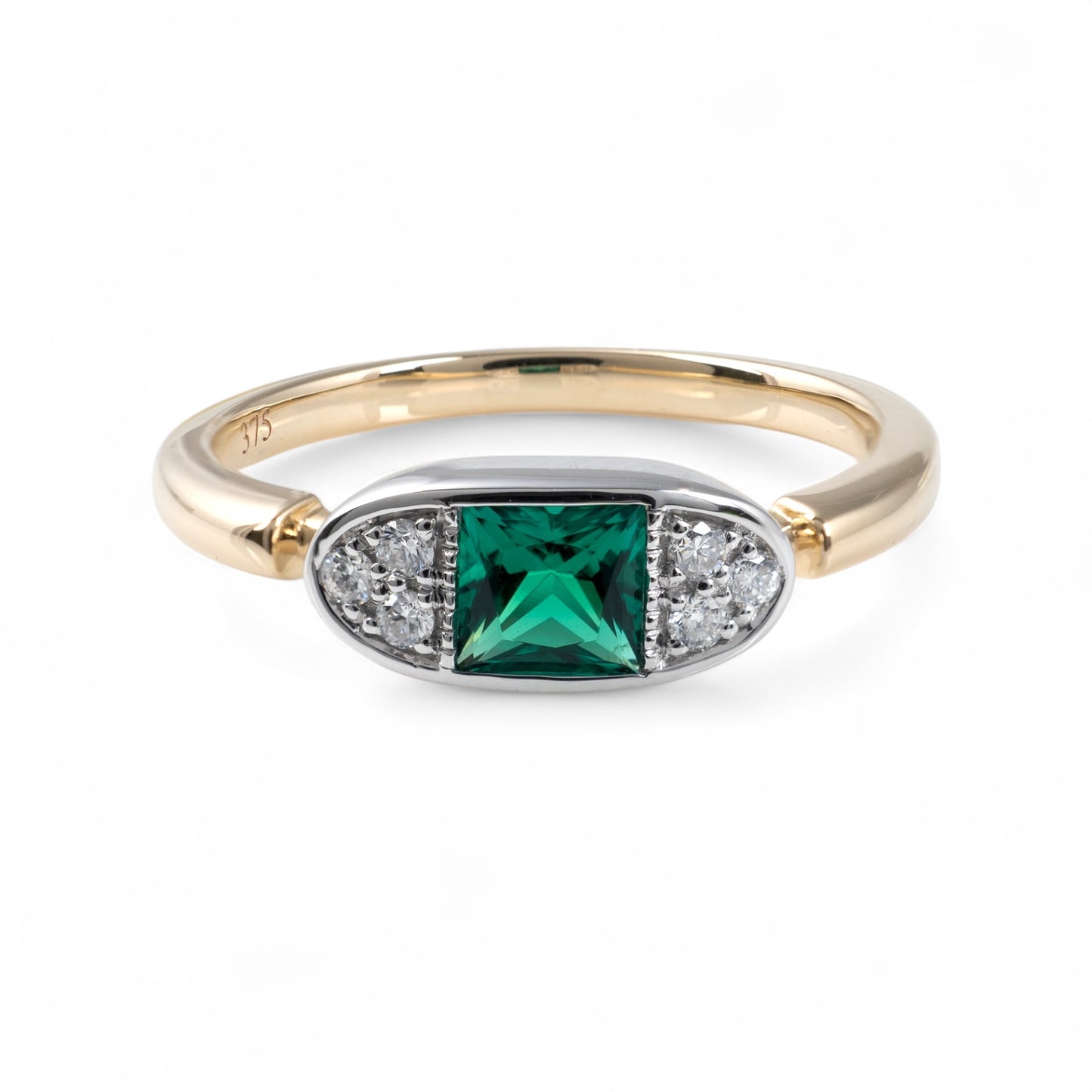Lab emerald ring gold diamonds hunters fine jewellery shop