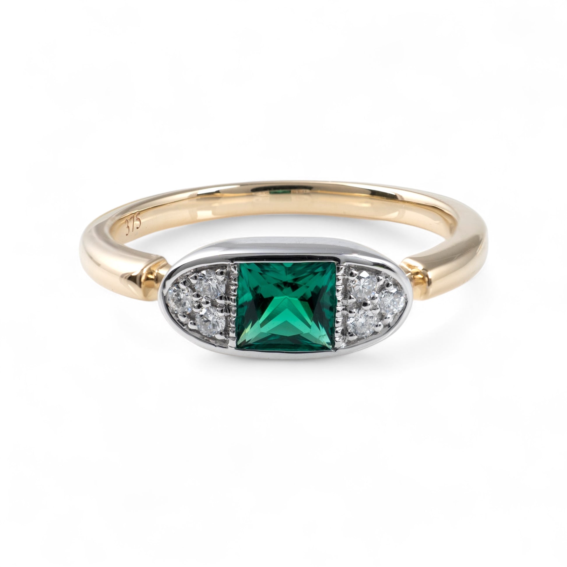 Lab emerald ring gold diamonds hunters fine jewellery shop