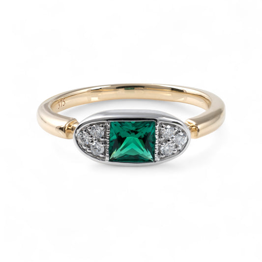 Lab emerald ring gold diamonds hunters fine jewellery shop