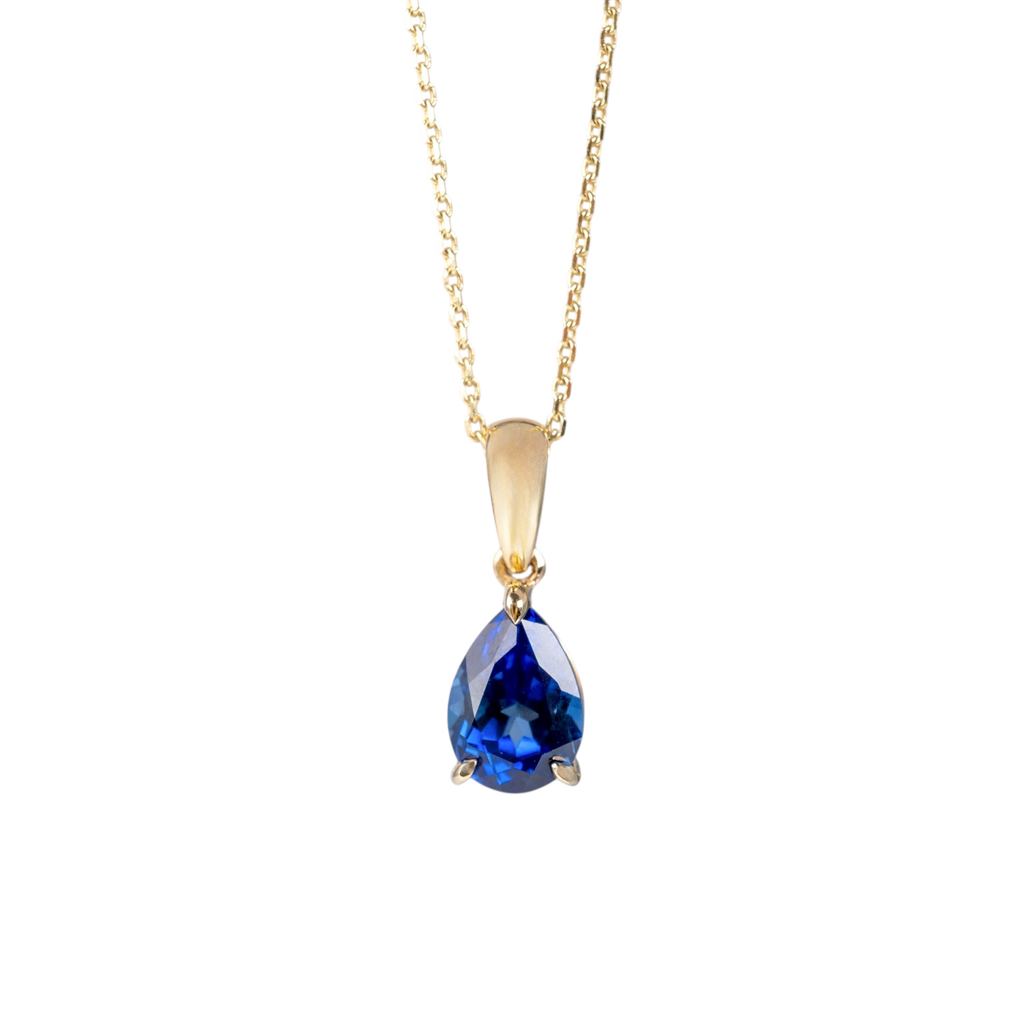 gold-sapphire-necklace-9ct-teardrop pendant front