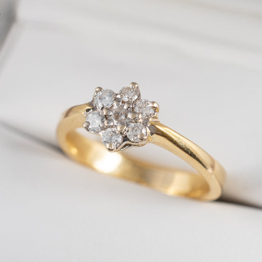 Pre-Owned 18ct Gold Diamond Daisy Cluster Ring