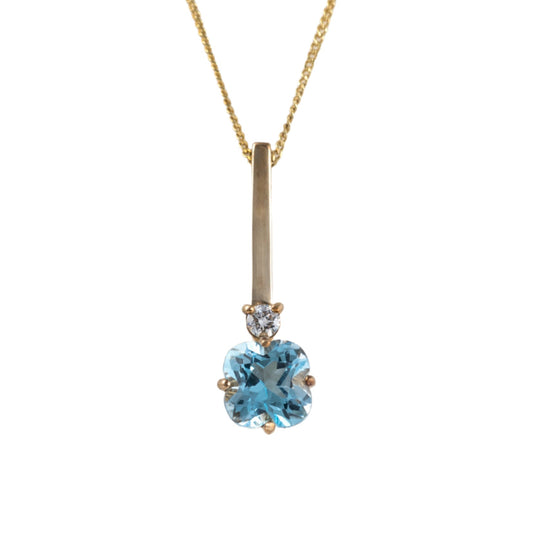Swiss Blue Topaz necklace diamond accent gold hunters fine jewellery shop