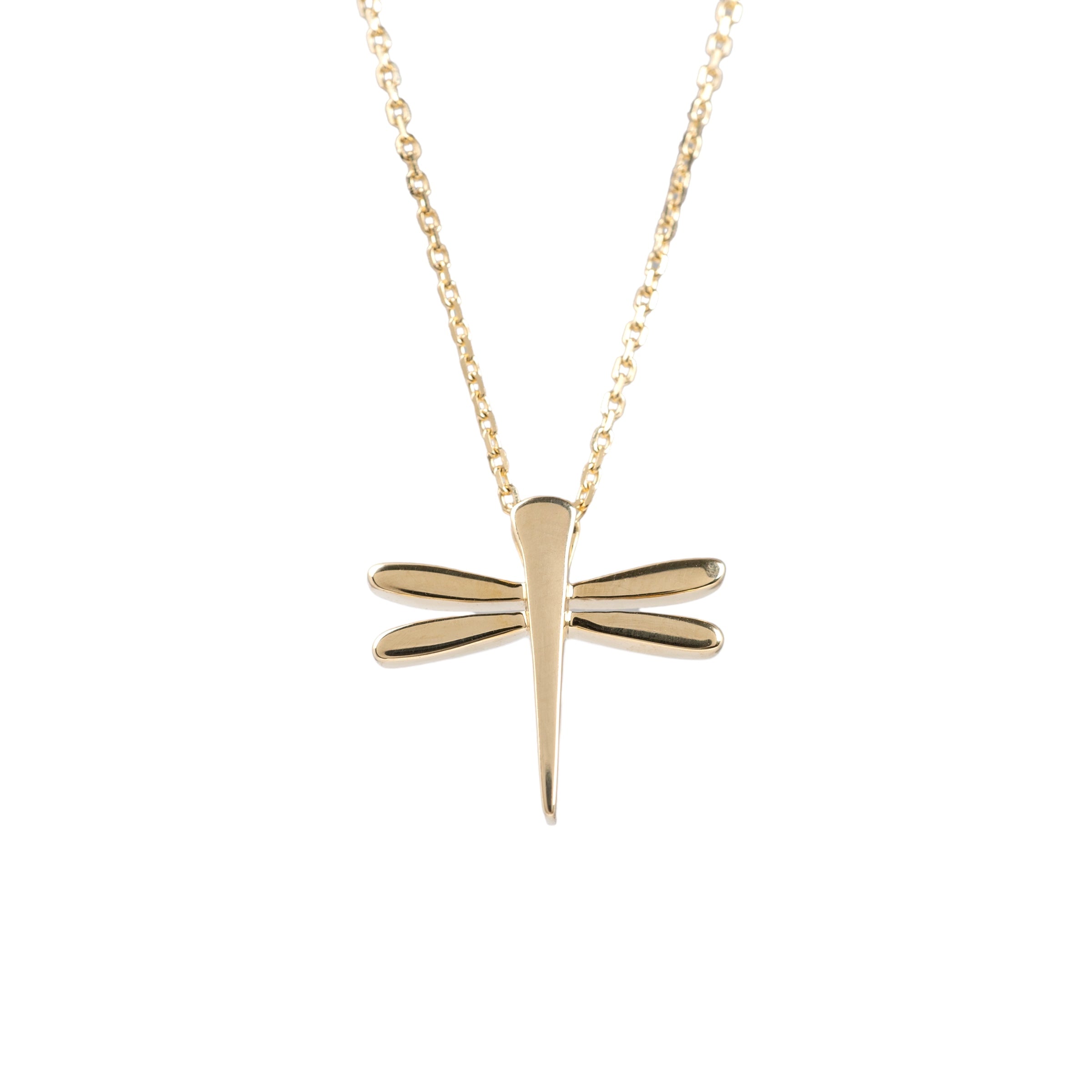 IceCarats 10K Solid Yellow Gold Dragonfly Necklace - Elegant Chain Pendant Charm