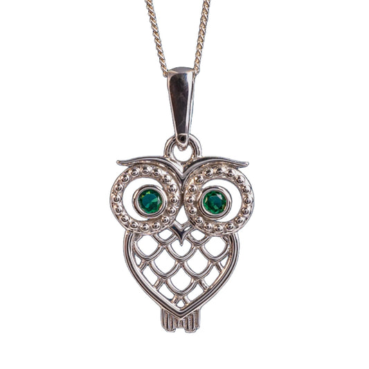 silver owl pendant necklace