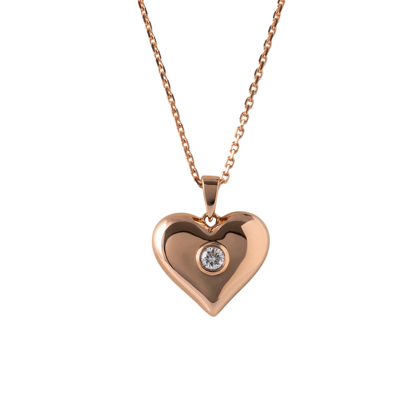 9ct rose gold heart necklace with lab-grown diamond – ethical fine jewellery from Hunters Fine Jewellery