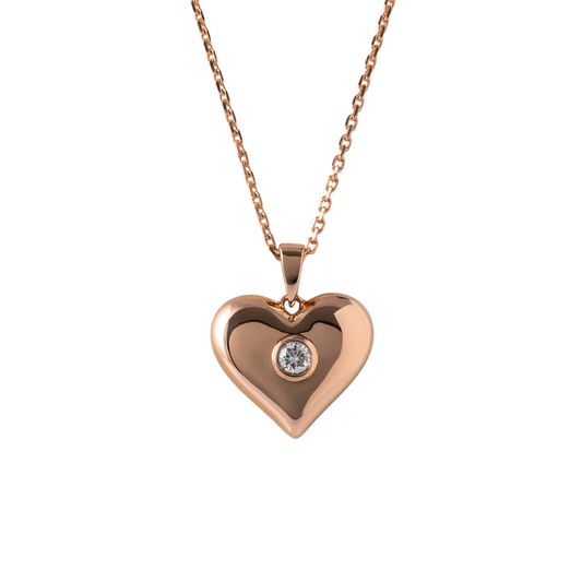 9ct rose gold heart necklace with lab-grown diamond – ethical fine jewellery from Hunters Fine Jewellery