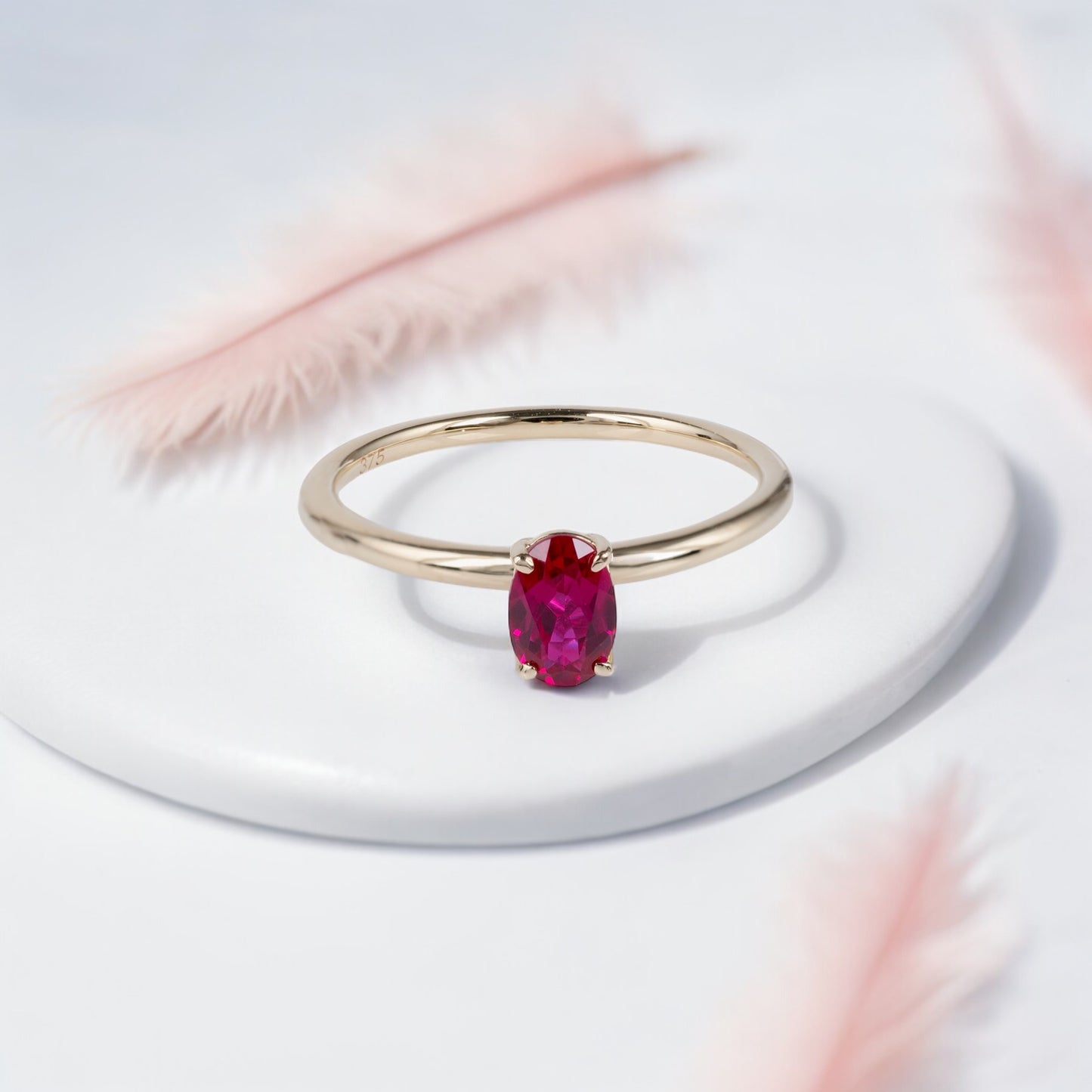 Ruby ring gold solitaire thin hunters fine jewellery shop