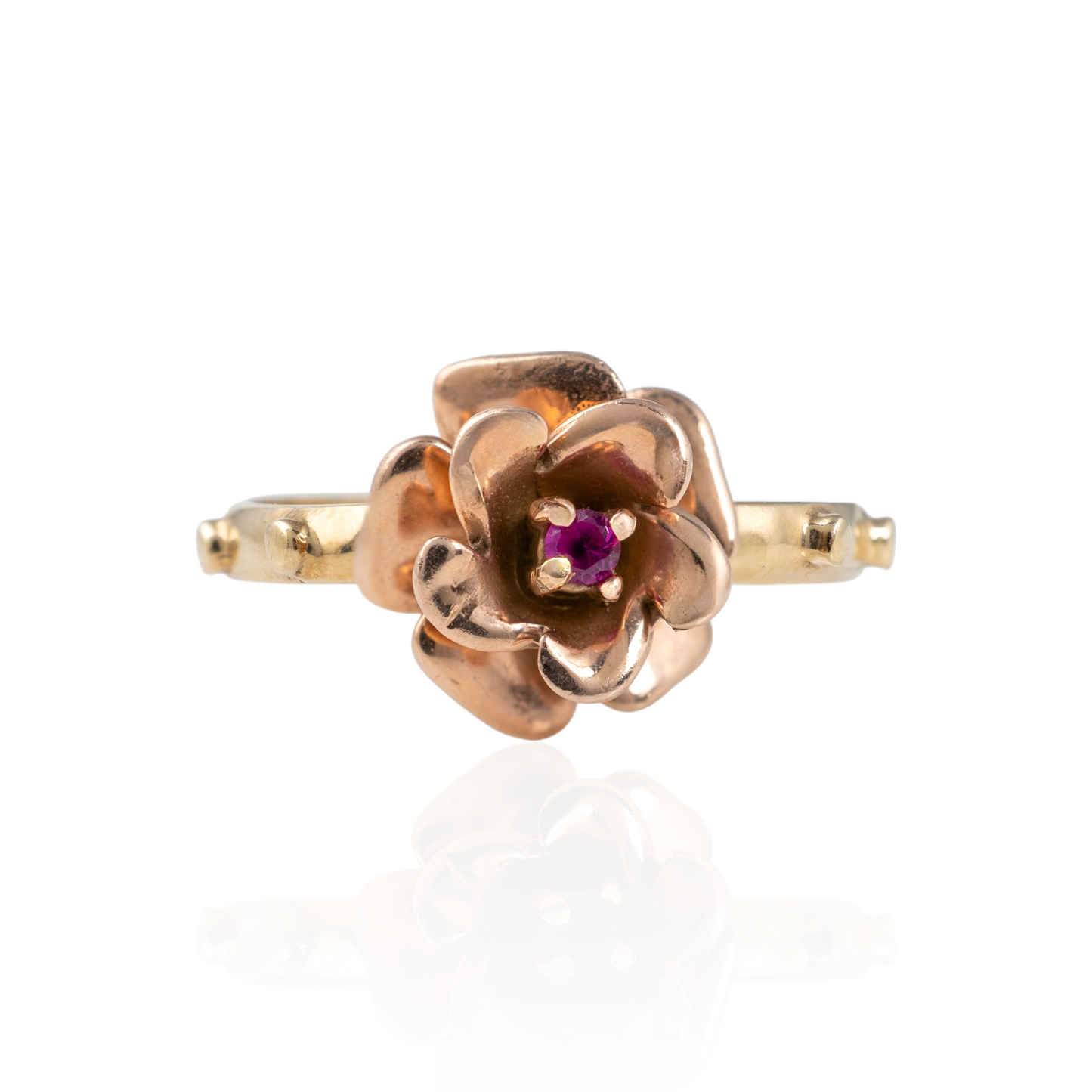 ruby rose gold rosary ring front