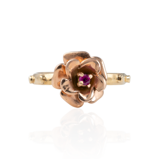 ruby rose gold rosary ring front