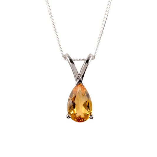 teardrop citrine crystal necklace pendant hunters fine jewellery