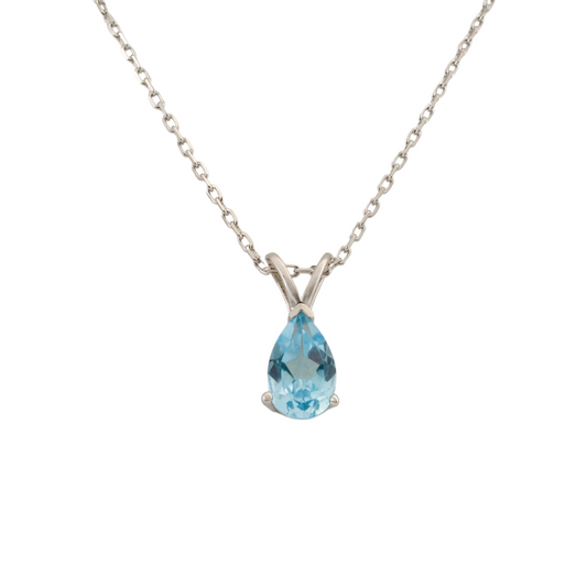 Blue Topaz Teardrop Necklace – Sterling Silver