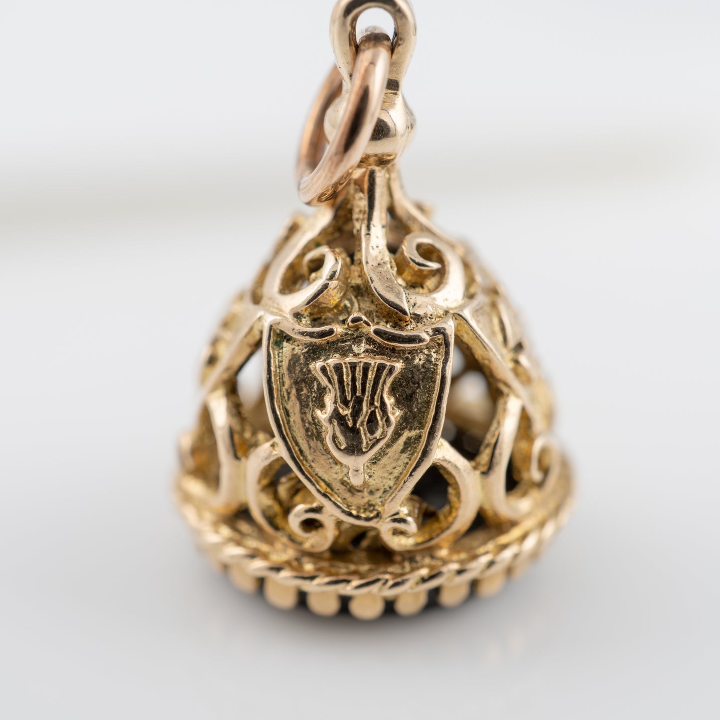 Thistle motif on vintage gold fob representing Scotland’s heritage