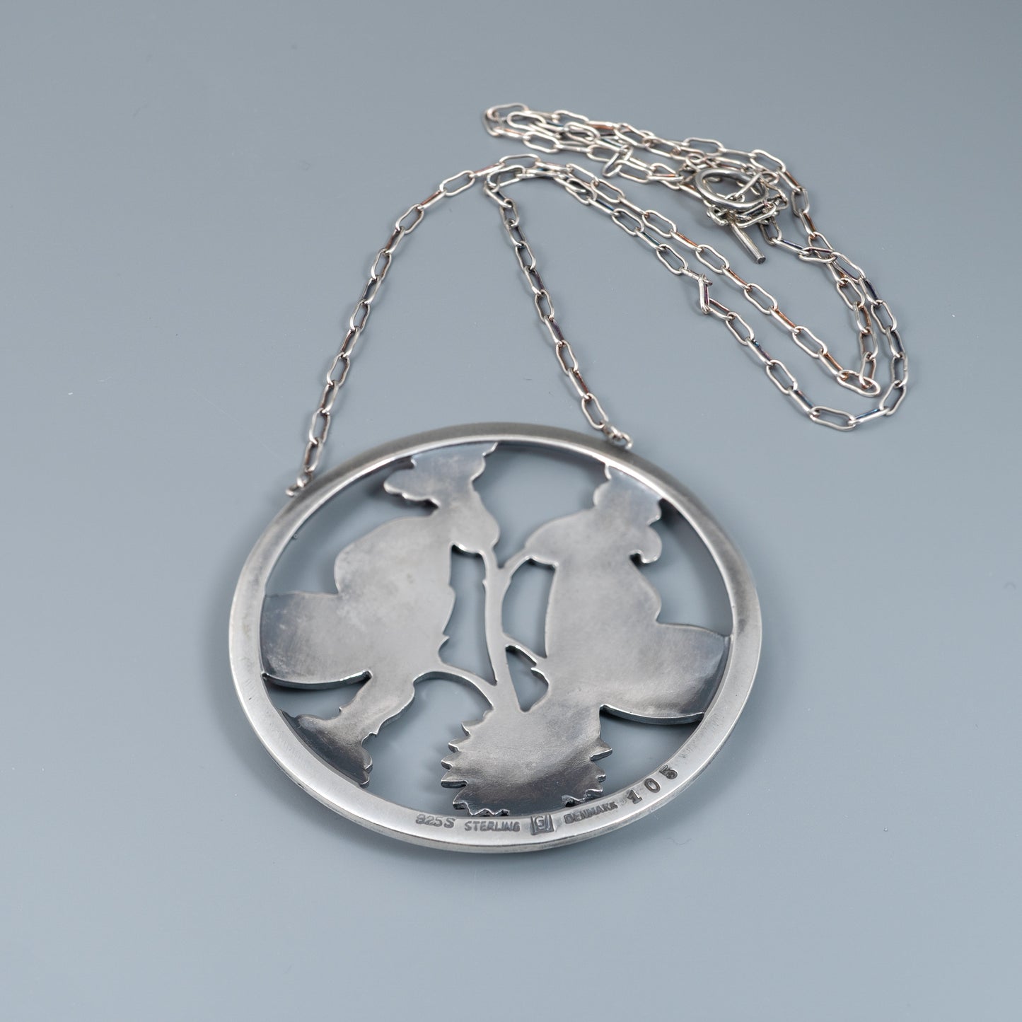 Vintage Silver Midnight Blossom Butterfly Pendant Circa 1940