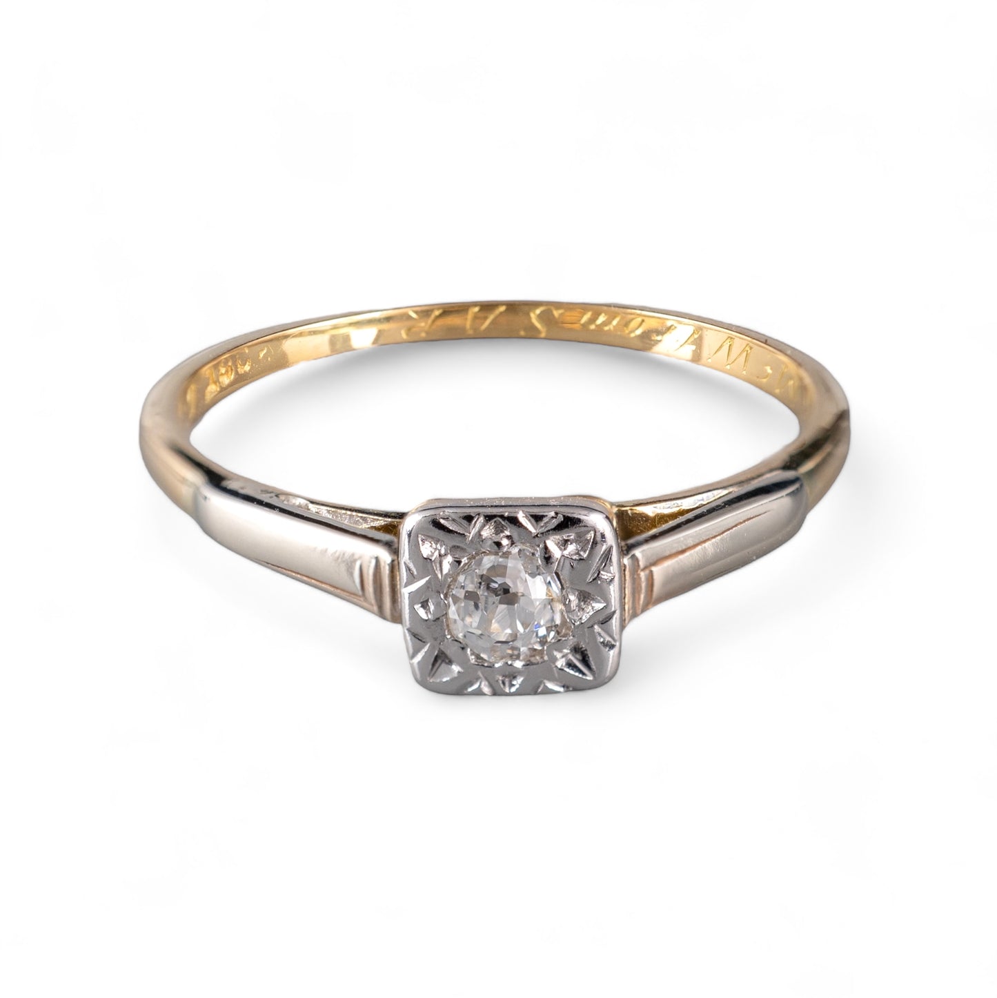 Vintage diamond ring gold platinum setting