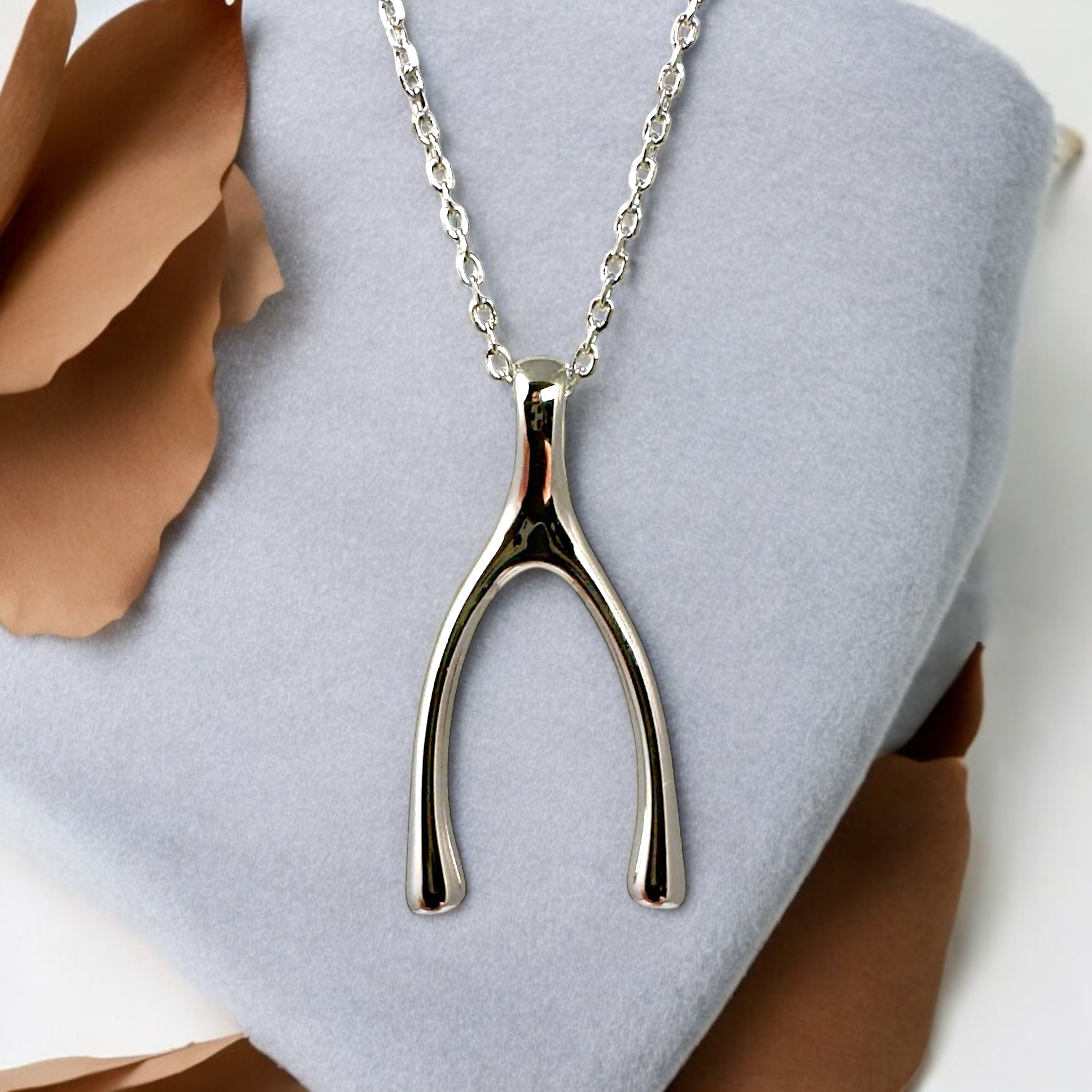 silver wishbone necklace