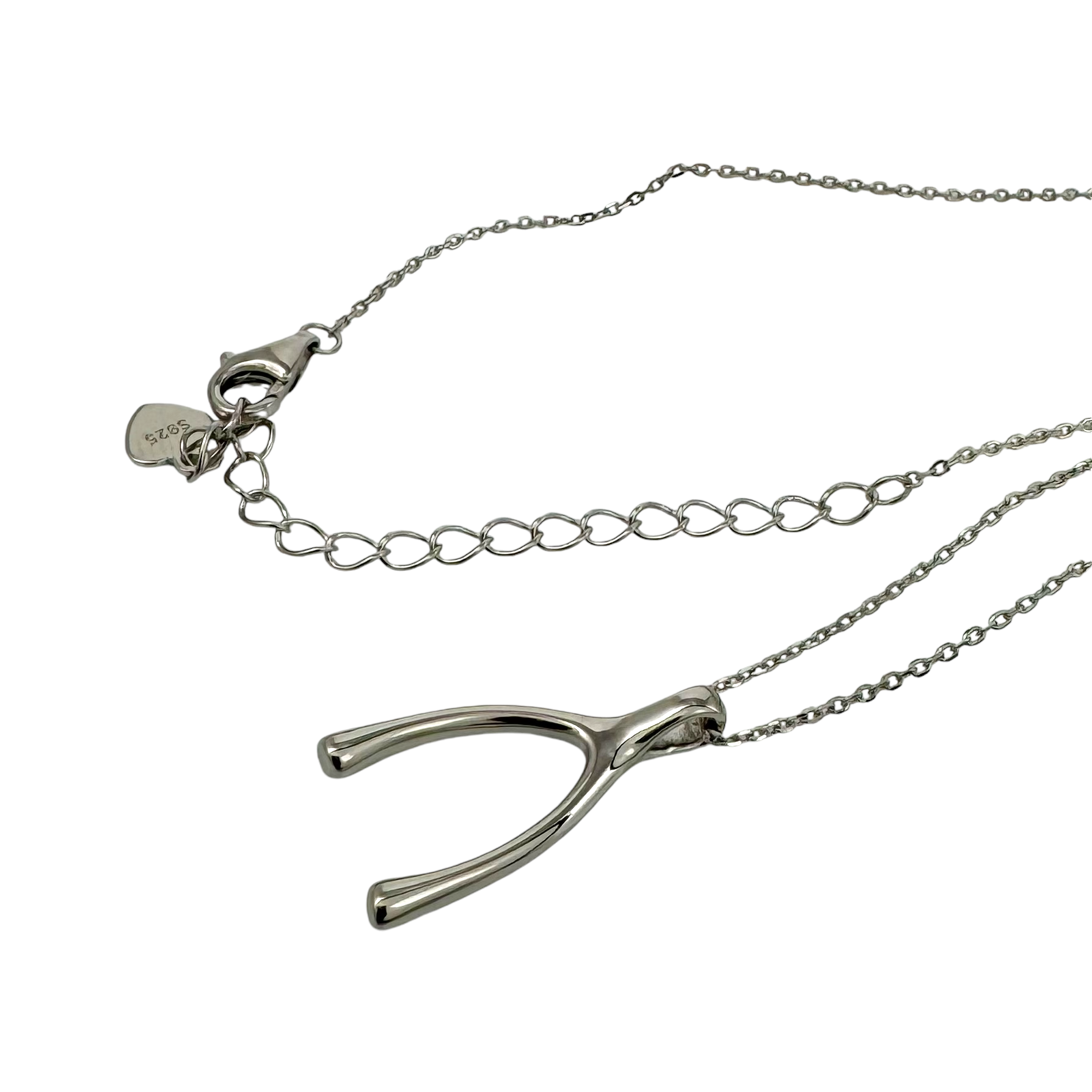 Extendable Chain on Silver Wishbone Necklace