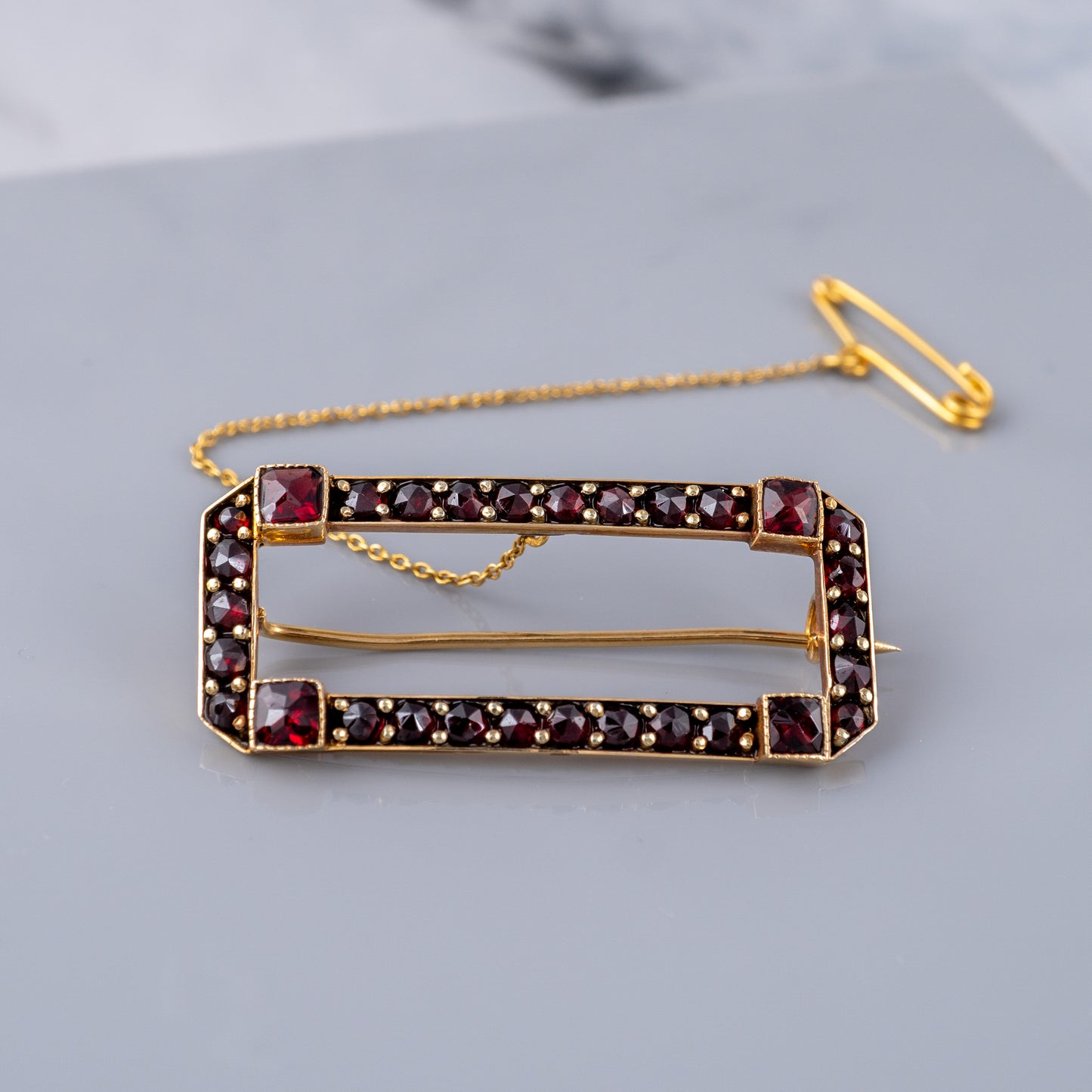 art deco bohemian garnet brooch