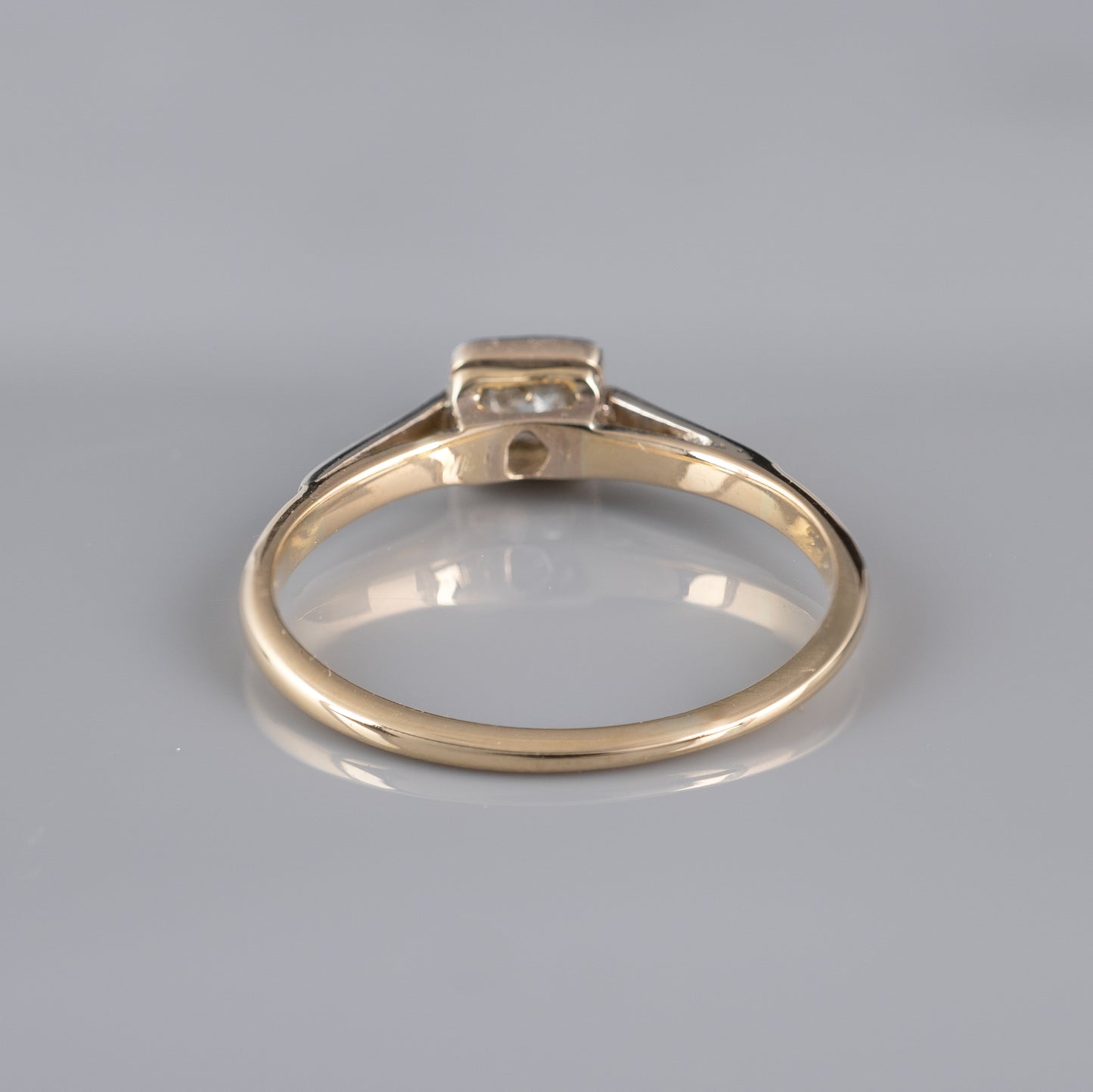 Antique Diamond Solitaire Ring 18ct Gold & Platinum Size M