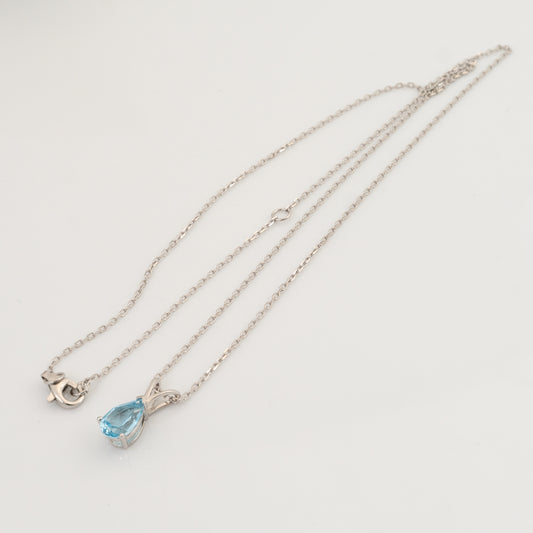 Blue Topaz Teardrop Necklace – Sterling Silver