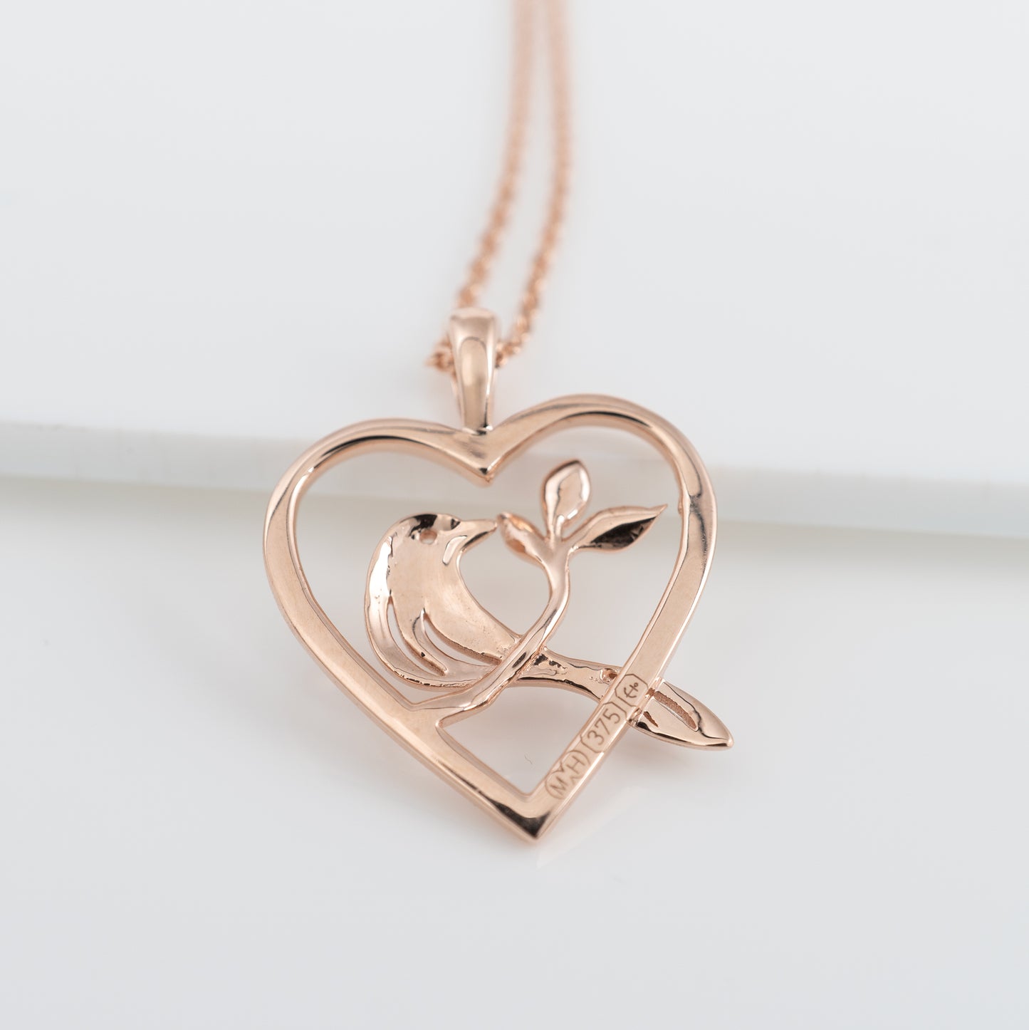 rose gold heart necklace british hallmarked hunters fine jewellery