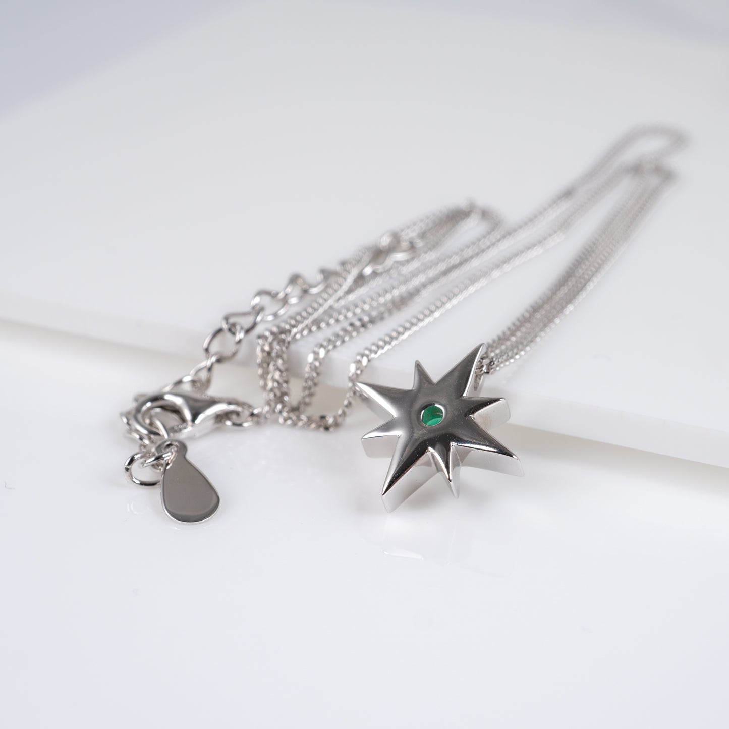 celestial star necklace north star design smooth polished reverse side
