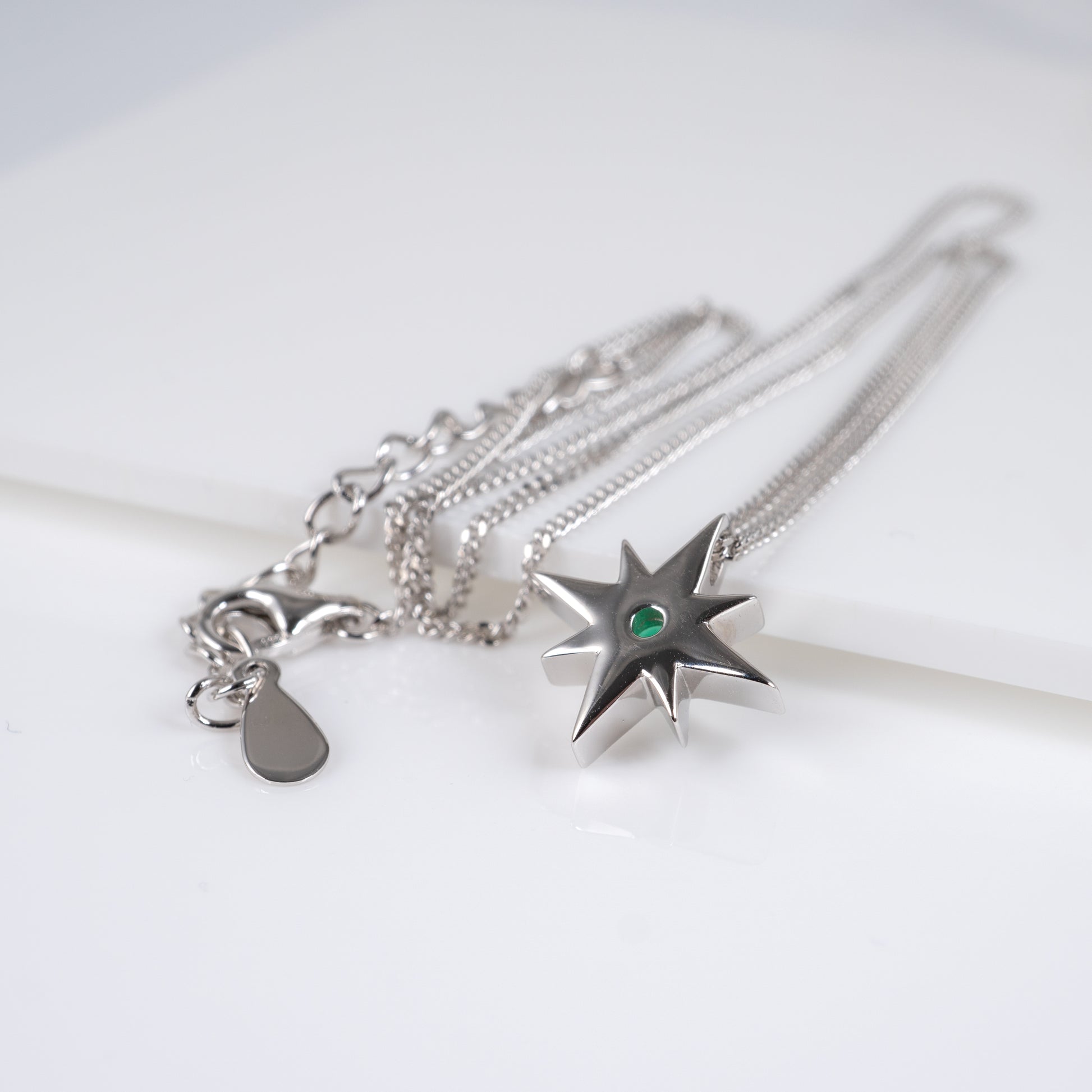 celestial star necklace north star design smooth polished reverse side