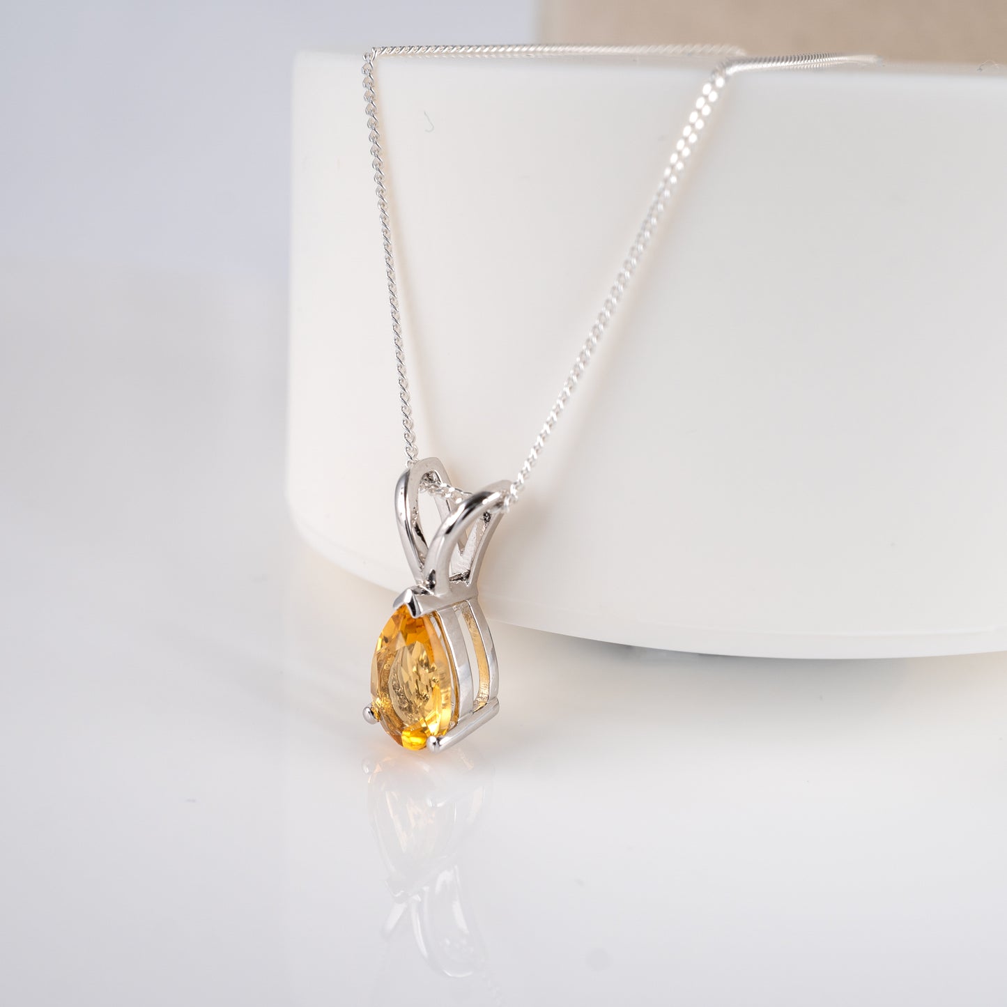 Silver Citrine Necklace Pendant – November Birthstone