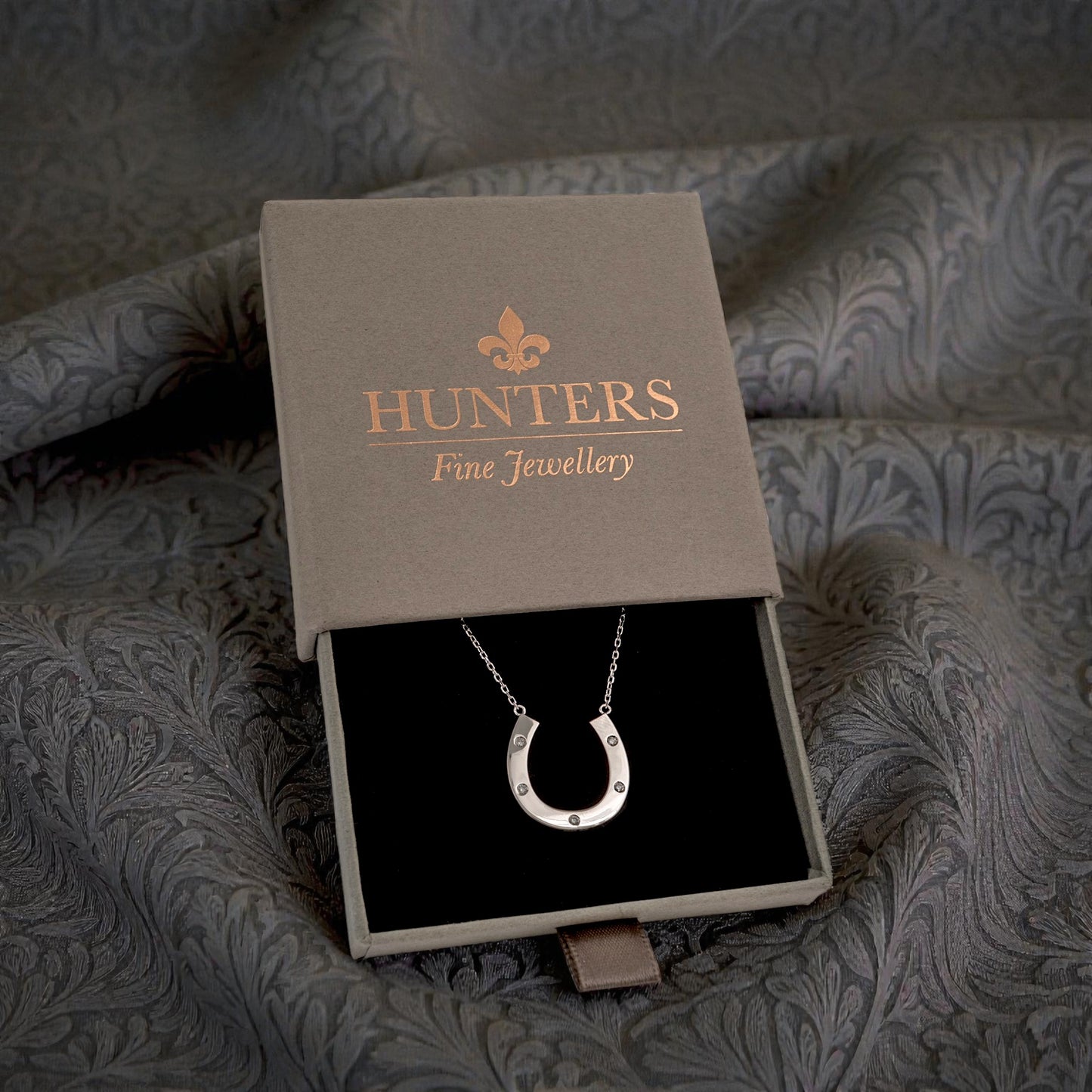 Sterling Silver Horseshoe Necklace With Diamonds