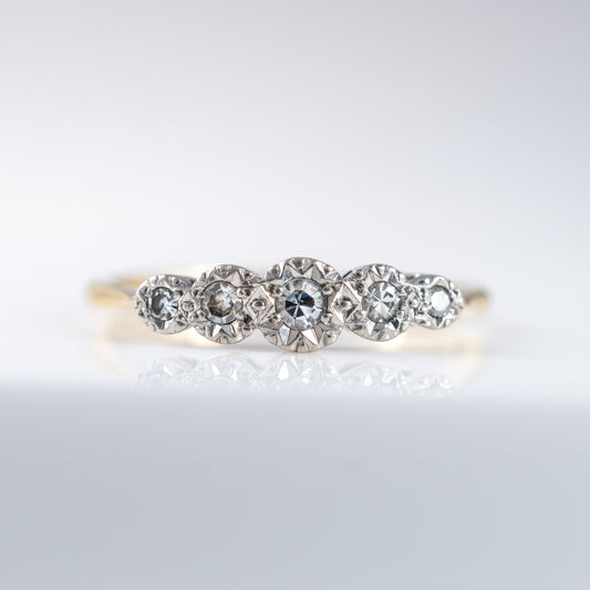Pre-Owned 18ct Gold Five Stone Diamond Ring Size M